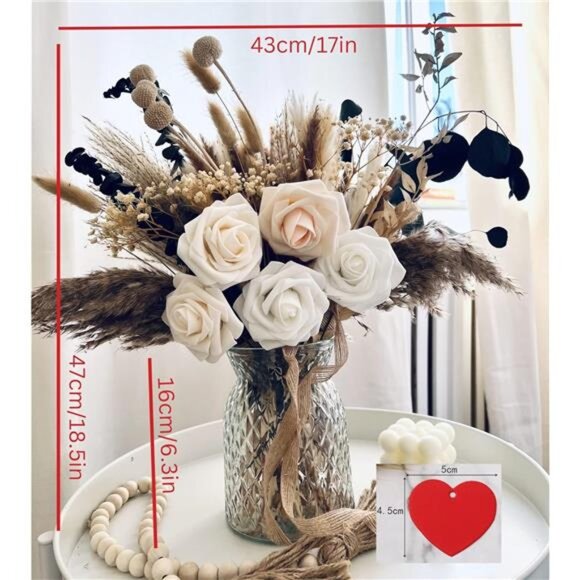100pcs Artificial Flower Arrangements with Vase, Pampas Grass with Vase Included - Picture 6 of 7